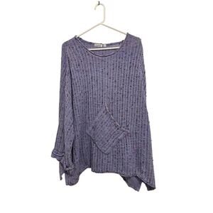 textures Sweater Purple Womens Size 2 2X Oversize Pockets Lagenlook